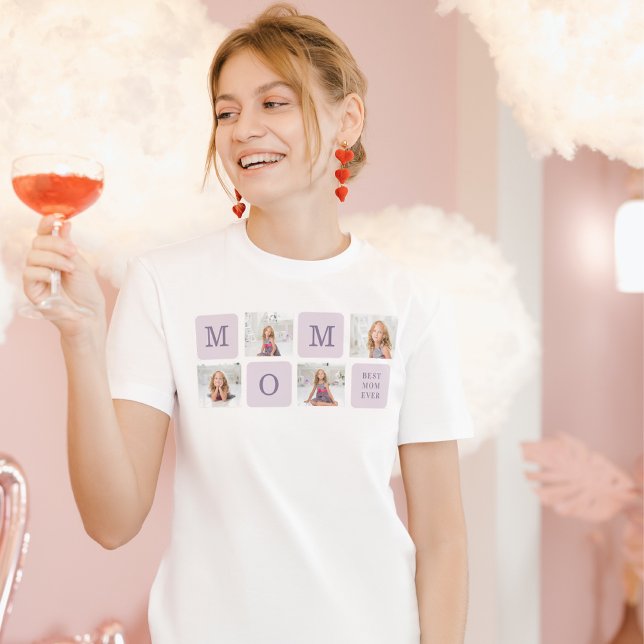 Modern Collage Photo Best Mom Ever Purple Gift T-Shirt (Creator Uploaded)