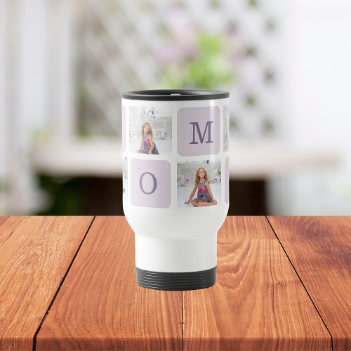 Modern Collage Photo Best Mom Ever Purple Gift Travel Mug