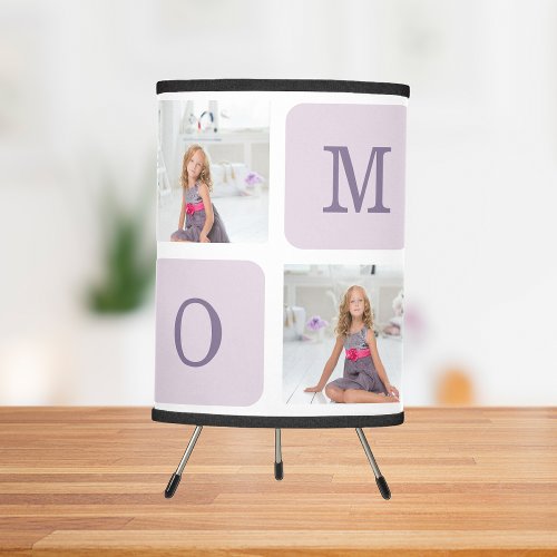 Modern Collage Photo Best Mom Ever Purple Gift Tripod Lamp