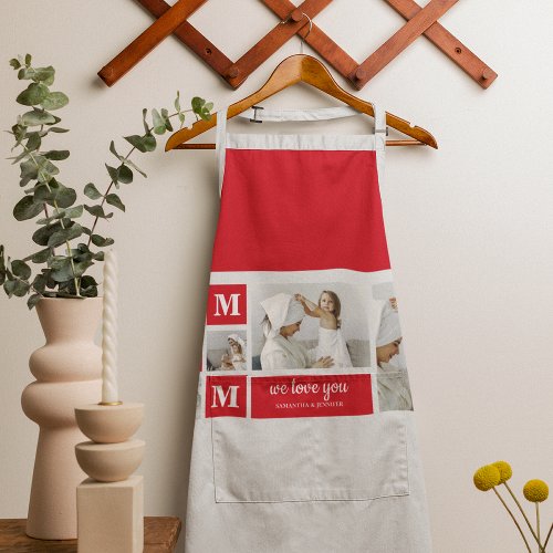 Modern Collage Photo Best Mom Ever Red Gifts Apron