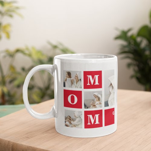Modern Collage Photo Best Mom Ever Red Gifts Coffee Mug