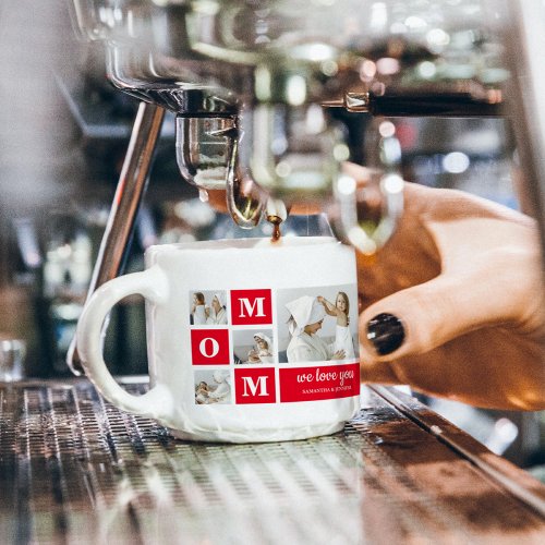 Modern Collage Photo Best Mom Ever Red Gifts Espresso Cup
