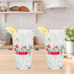 Modern Collage Photo Best Mom Ever Red Gifts Glass