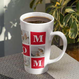 Modern Collage Photo Best Mom Ever Red Gifts Latte Mug