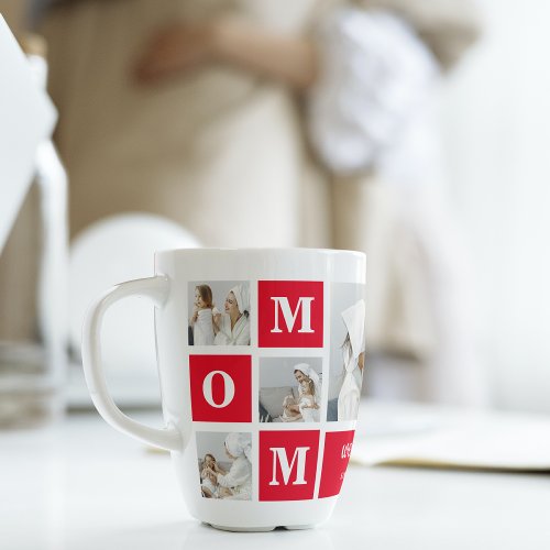 Modern Collage Photo Best Mom Ever Red Gifts Latte Mug