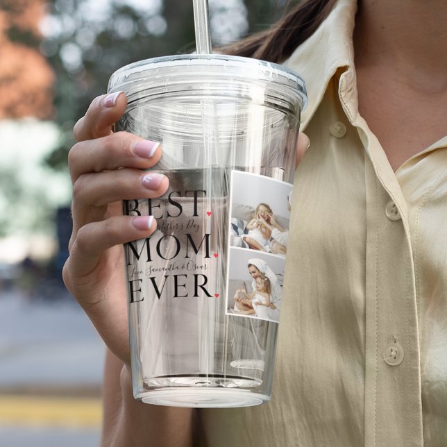 Modern Collage Photo Best Mom Happy Mothers Day Acrylic Tumbler (Creator Uploaded)