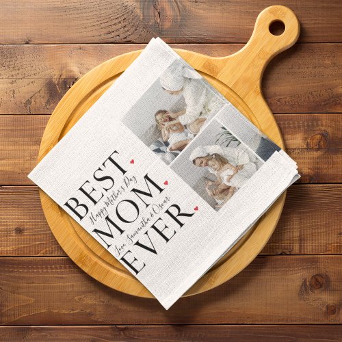 Modern Collage Photo Best Mom Happy Mothers Day Kitchen Towel
