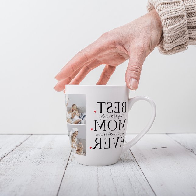 Modern Collage Photo Best Mom Happy Mothers Day Latte Mug (Creator Uploaded)