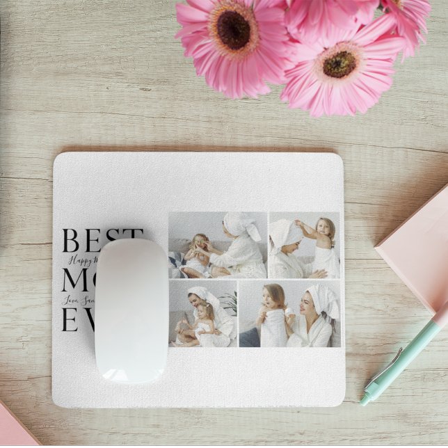 Modern Collage Photo Best Mom Happy Mothers Day Mouse Pad (Creator Uploaded)