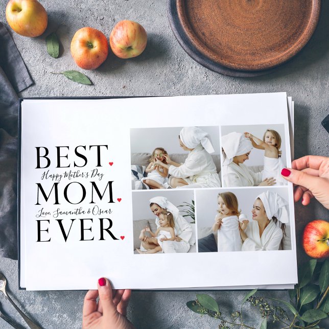 Modern Collage Photo Best Mom Happy Mothers Day Placemat (Creator Uploaded)
