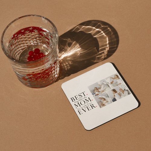 Modern Collage Photo Best Mom Happy Mothers Day Square Paper Coaster