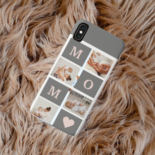 Modern Collage Photo Best Mom  Pink & Grey Gift iPhone XS Max Case