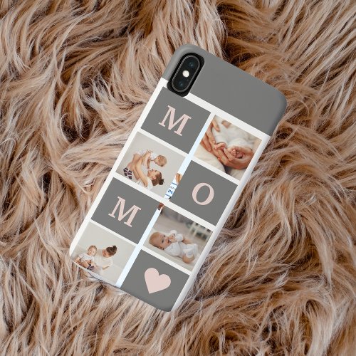Modern Collage Photo Best Mom  Pink  Grey Gift iPhone XS Max Case