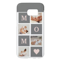Modern Collage Photo Best Mom  Pink & Grey Gift