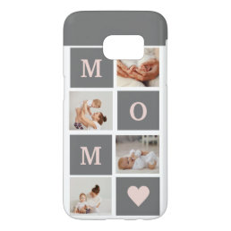 Modern Collage Photo Best Mom  Pink &amp; Grey Gift Samsung Galaxy S7 Case