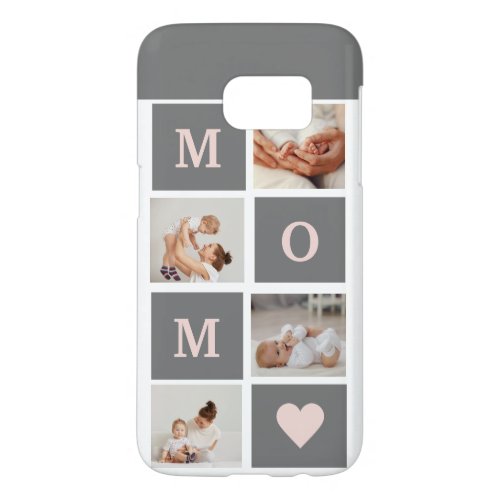 Modern Collage Photo Best Mom  Pink  Grey Gift Samsung Galaxy S7 Case