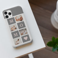 Modern Collage Photo Best Mom  Pink & Grey Gift
