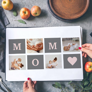 Modern Collage Photo Best Mom  Pink & Grey Gift Placemat