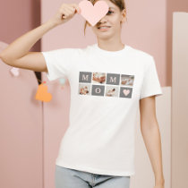 Modern Collage Photo Best Mom  Pink & Grey Gift T-Shirt