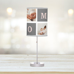 Modern Collage Photo Best Mom  Pink &amp; Grey Gift Table Lamp