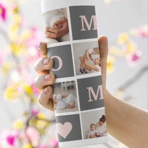 Modern Collage Photo Best Mom Pink & Grey Gift Thermal Tumbler