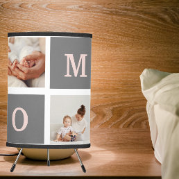 Modern Collage Photo Best Mom  Pink &amp; Grey Gift Tripod Lamp