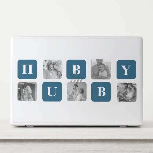 Modern Collage Photo Blue Best Hubby Ever Gift HP Laptop Skin