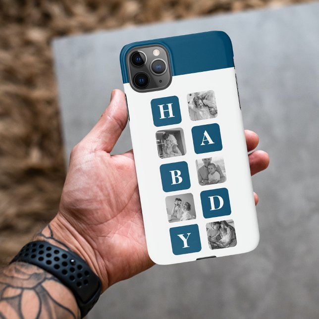 Modern Collage Photo Blue Best Hubby Ever Gift iPhone Case (Creator Uploaded)