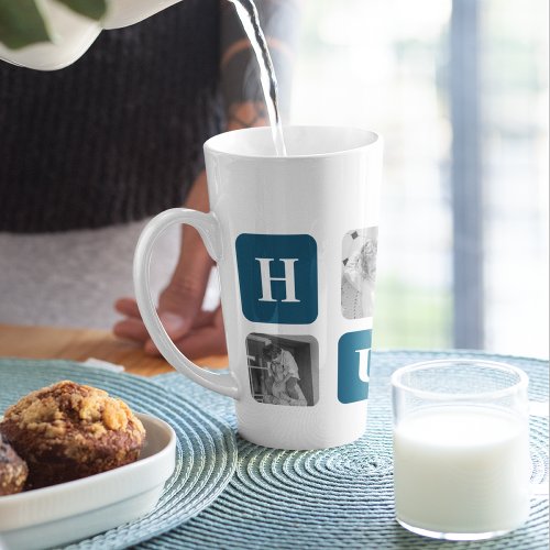 Modern Collage Photo Blue Best Hubby Ever Gift Latte Mug