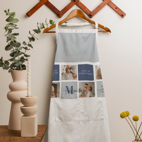 Modern Collage Photo  Blue Happy Fathers Day Gift Apron