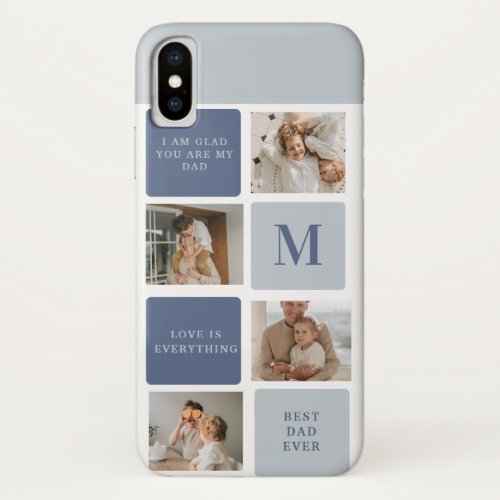 Modern Collage Photo  Blue Happy Fathers Day Gift iPhone XS Case