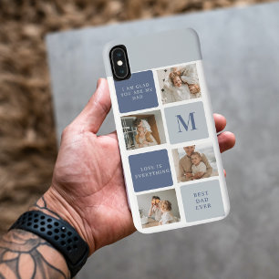 Modern Collage Photo & Blue Happy Fathers Day Gift iPhone XS Max Case