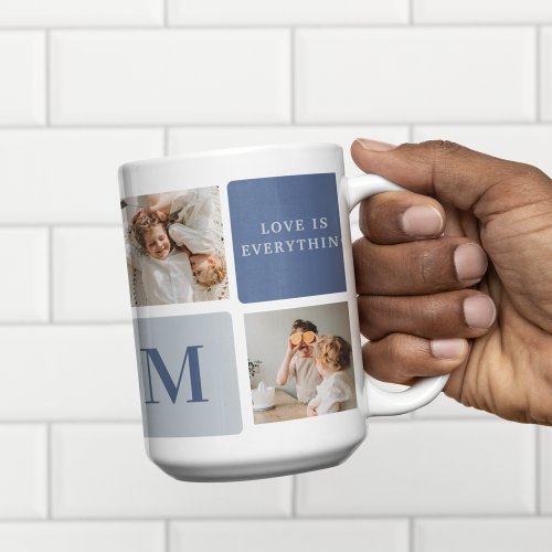Modern Collage Photo  Blue Happy Fathers Day Gift Coffee Mug