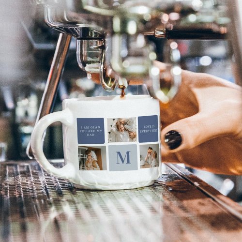 Modern Collage Photo  Blue Happy Fathers Day Gift Espresso Cup