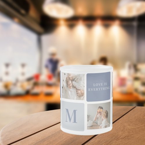 Modern Collage Photo  Blue Happy Fathers Day Gift Frosted Glass Coffee Mug