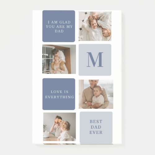 Modern Collage Photo  Blue Happy Fathers Day Gift Post_it Notes