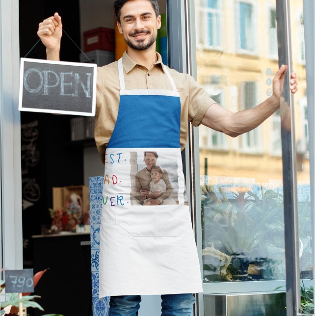 Modern Collage Photo Colorful Best Dad Ever Gift Apron (Creator Uploaded)