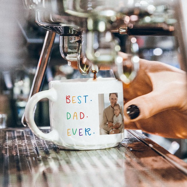 Modern Collage Photo Colorful Best Dad Ever Gift Espresso Cup (Creator Uploaded)