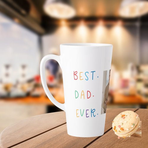 Modern Collage Photo Colorful Best Dad Ever Gift Latte Mug