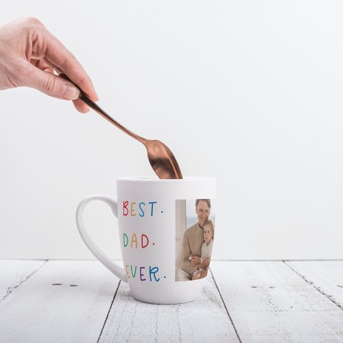 Modern Collage Photo Colorful Best Dad Ever Gift Latte Mug