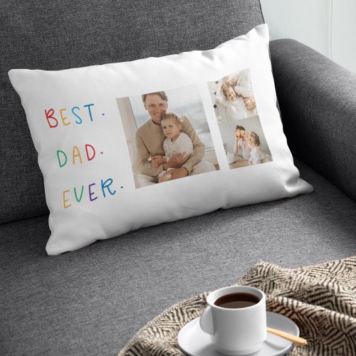 Modern Collage Photo Colorful Best Dad Ever Gift Lumbar Pillow