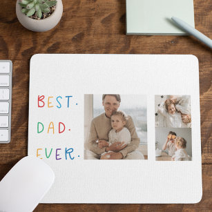Modern Collage Photo Colorful Best Dad Ever Gift Mouse Pad