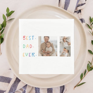 Modern Collage Photo Colorful Best Dad Ever Gift Napkins