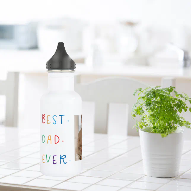 Modern Collage Photo Colorful Best Dad Ever Gift Stainless Steel Water ...