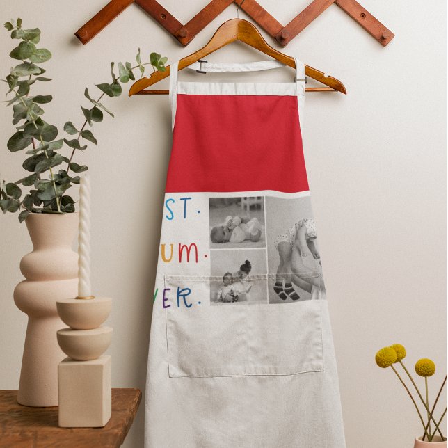 Modern Collage Photo & Colorful Best Mum Ever Gift Apron (Creator Uploaded)
