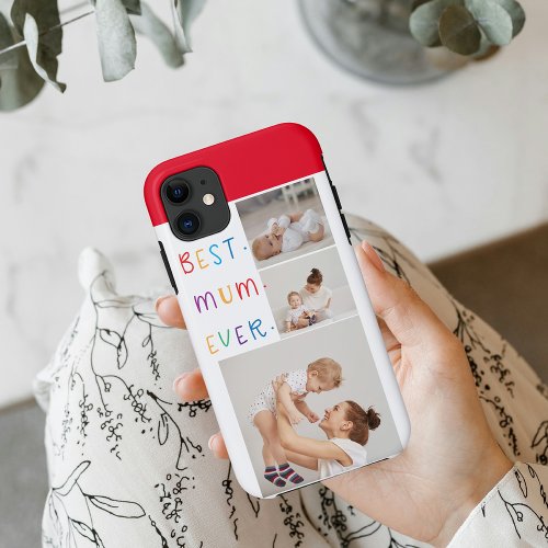 Modern Collage Photo  Colorful Best Mum Ever Gift iPhone 11 Case