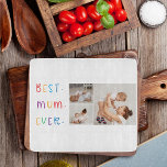 Modern Collage Photo & Colorful Best Mum Ever Gift Cutting Board<br><div class="desc">A modern collage photo and colorful "Best Mom Ever" gift is a thoughtful and personalized present for any mother. The collage photo is a collection of various pictures that have been artfully arranged to form a cohesive and visually appealing composition. These photos may feature cherished memories, family members, and special...</div>