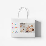 Modern Collage Photo & Colorful Best Mum Ever Gift Large Gift Bag<br><div class="desc">A modern collage photo and colorful "Best Mom Ever" gift is a thoughtful and personalized present for any mother. The collage photo is a collection of various pictures that have been artfully arranged to form a cohesive and visually appealing composition. These photos may feature cherished memories, family members, and special...</div>