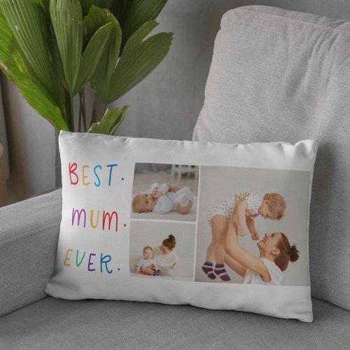 Modern Collage Photo  Colorful Best Mum Ever Gift Lumbar Pillow
