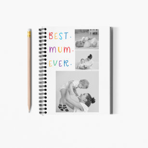 Modern Collage Photo & Colorful Best Mum Ever Gift Notebook